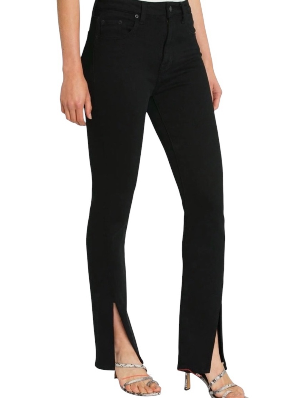 pistola | Black Teagan High Waisr Straight-Leg Jeans with Slit Hem | Sz 28